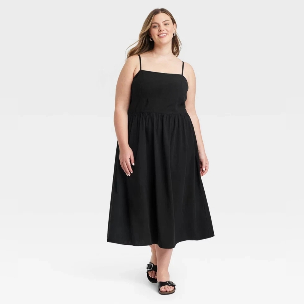 NWT Black Corset A-Line Midi Dress Size 2X
